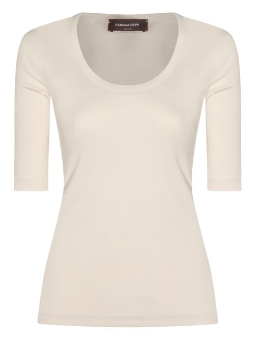 T-shirt donna bianca mezza manica Fabiana Filippi | JED266F603L8960145